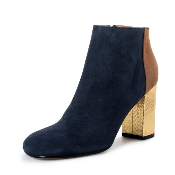 Marni Womens Blue Suede Leather Heeled Ankle Boots